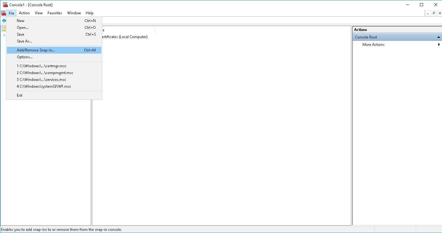 mmc add remove snap in